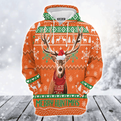 Deer Premium Christmas Hoodie, Merry Huntmas Funny Unisex Hoodie For Men & Women - Perfect Gift For Christmas, Hunter
