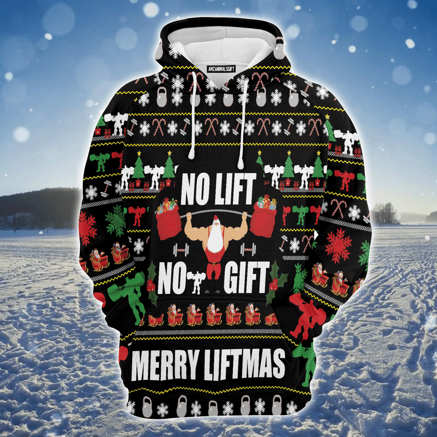Gym Santa Premium Christmas Hoodie, No Lift No Gift Merrt Liftmas Unisex Hoodie For Men & Women - Perfect Gift For Christmas, Family
