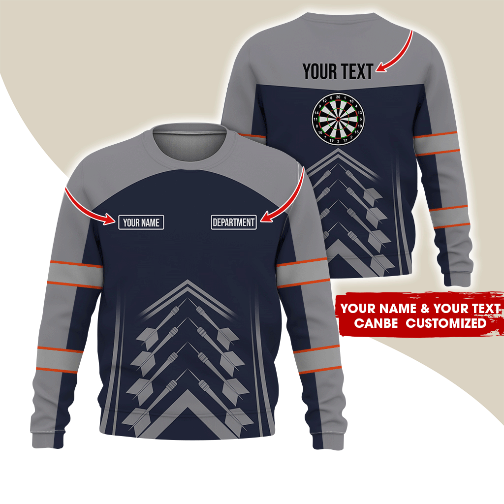 Customized Name Darts Sweatshirt, Horizontal Stripe Pattern Sweatshirt For Men & Women, Perfect Gift For Darts Lovers, Friend, Family