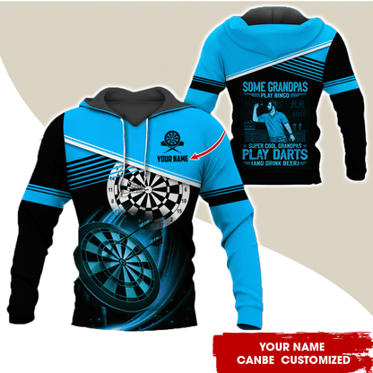 Customized Name & Text Darts Grandpa Premium Hoodie, Super Cool Grandpas Play Darts & Drink Beer Hoodie - Gift For Darts Lovers, Darts Players