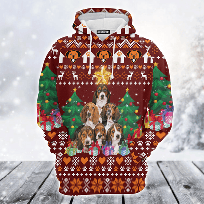Basset Hound Premium Christmas Hoodie, Basset Hound Pine Tree Christmas Unisex Hoodie For Men & Women - Perfect Gift For Christmas, Friends, Family