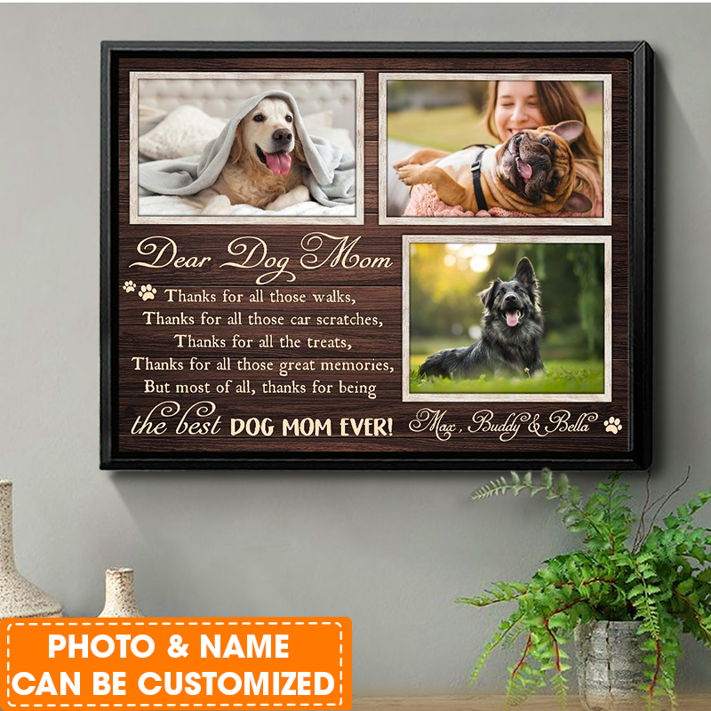 Personalized Dog Landscape Canvas, Motherday Canvas For Dog Mom, Custom Your Pet Photo, Perfect Gift For Dog Lovers, Friend, Family
