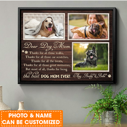 Personalized Dog Landscape Canvas, Motherday Canvas For Dog Mom, Custom Your Pet Photo, Perfect Gift For Dog Lovers, Friend, Family