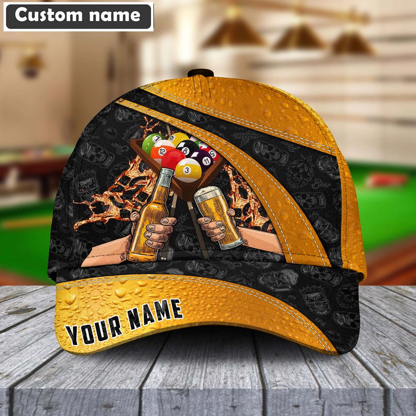Customized Billiard Cap, Billiard Pools & Beer Personalized Name Hats, Best Billiard Pool Hat For Billiard Players
