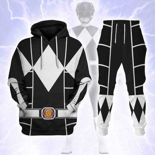 Black Mighty Morphin Power Ranger Cosplay - Unisex Tracksuit Hoodies Set, Sweatshirt, Sweatpants