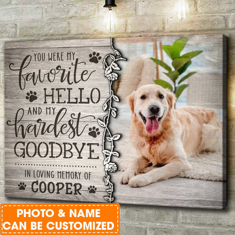 Personalized Dog Landscape Canvas, Memorial Wall Art You Were My Favorite Hello Canvas, Custom Photo & Pet's Name Canvas, Perfect Gift For Dog Lovers, Friends, Family
