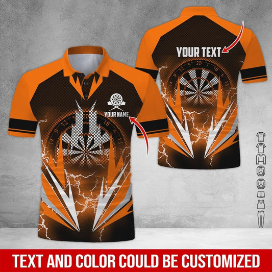 Customized Name & Text Darts Polo Shirt, Darts Lighting Personalized Darts Polo Shirt For Men - Perfect Gift For Darts Lovers, Darts Players