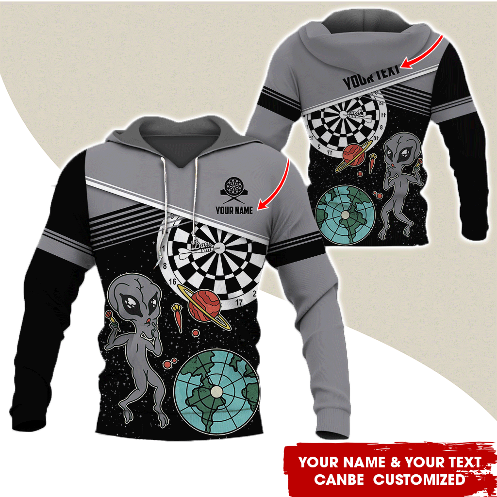 Customized Name & Text Darts Premium Hoodie, Aliens & Space Hoodie, Perfect Gift For Darts Lovers, Friend, Family