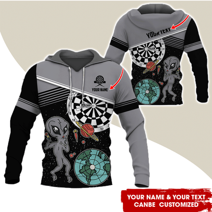 Customized Name & Text Darts Premium Hoodie, Aliens & Space Hoodie, Perfect Gift For Darts Lovers, Friend, Family