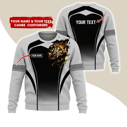 Customized Name & Text Darts Sweatshirt, Dartboards Pattern Sweatshirt For Men & Women - Gift For Darts Lovers, Friend, Family
