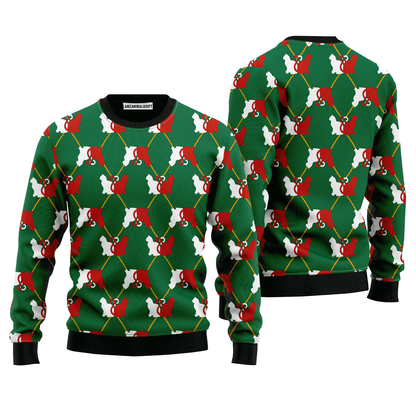 Cat Silhouettes Sweater - Cat Silhouettes Green Argyle Ugly Christmas Sweater For Men & Women - Perfect Outfit For Christmas New Year Autumn Winter