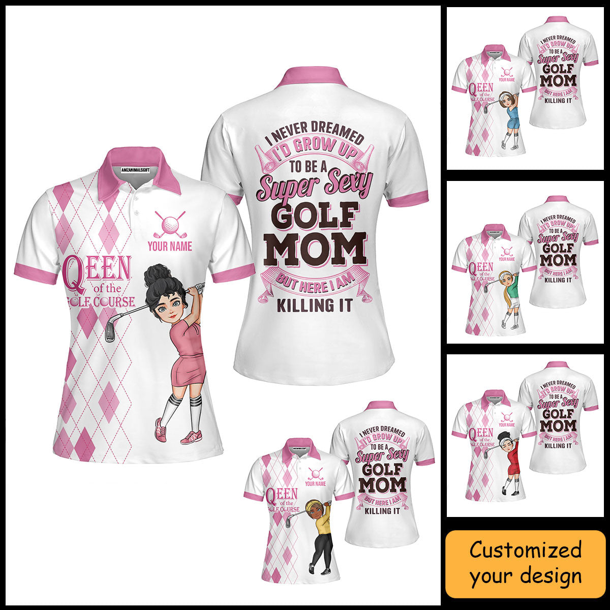 Golf Custom Women Polo Shirt, Queen Of The Golf Course Personalized Women Polo Shirts