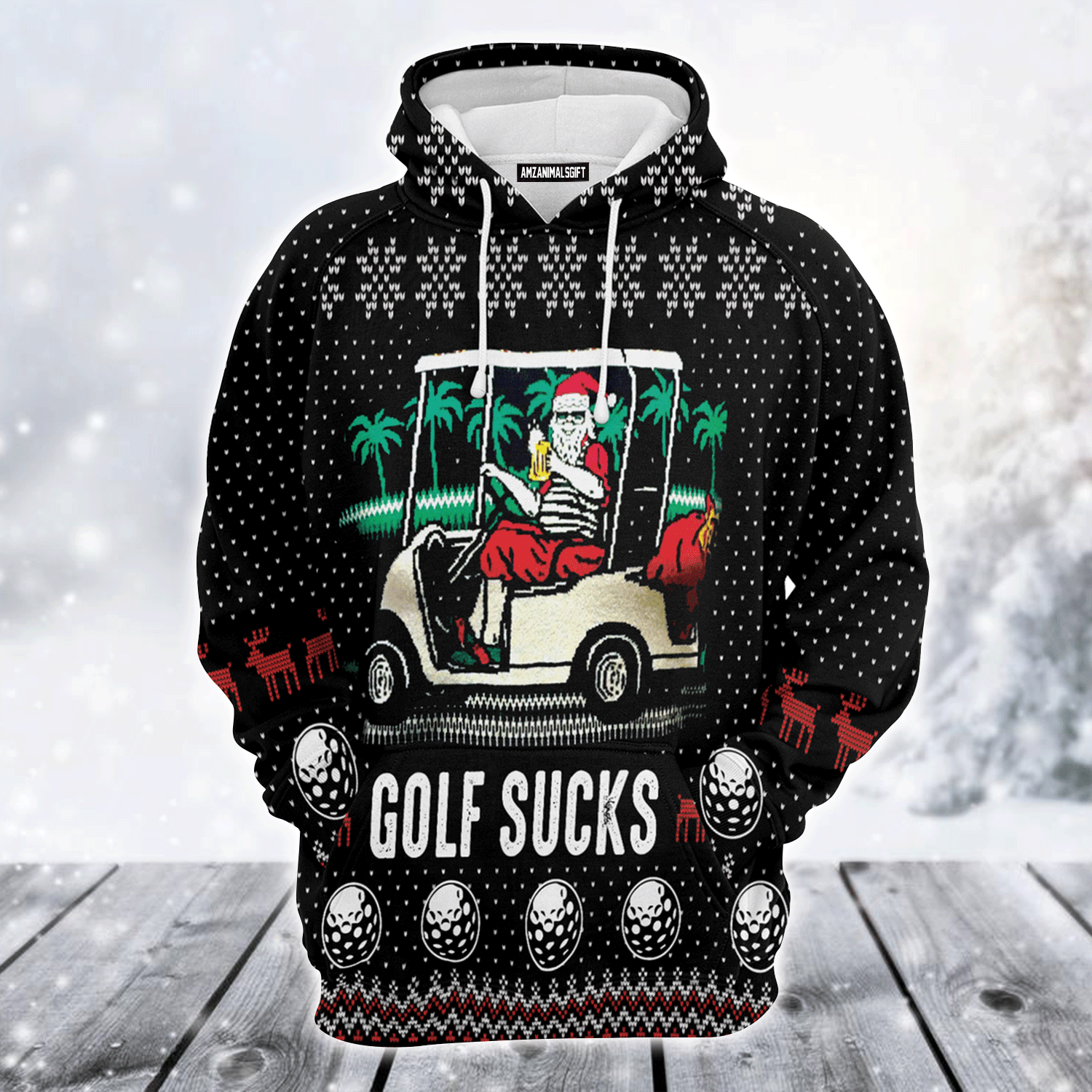 Golf Premium Christmas Hoodie, Santa Golf Sucks & beer Christmas Unisex Hoodie For Men & Women - Perfect Gift For Christmas, Friends, Family
