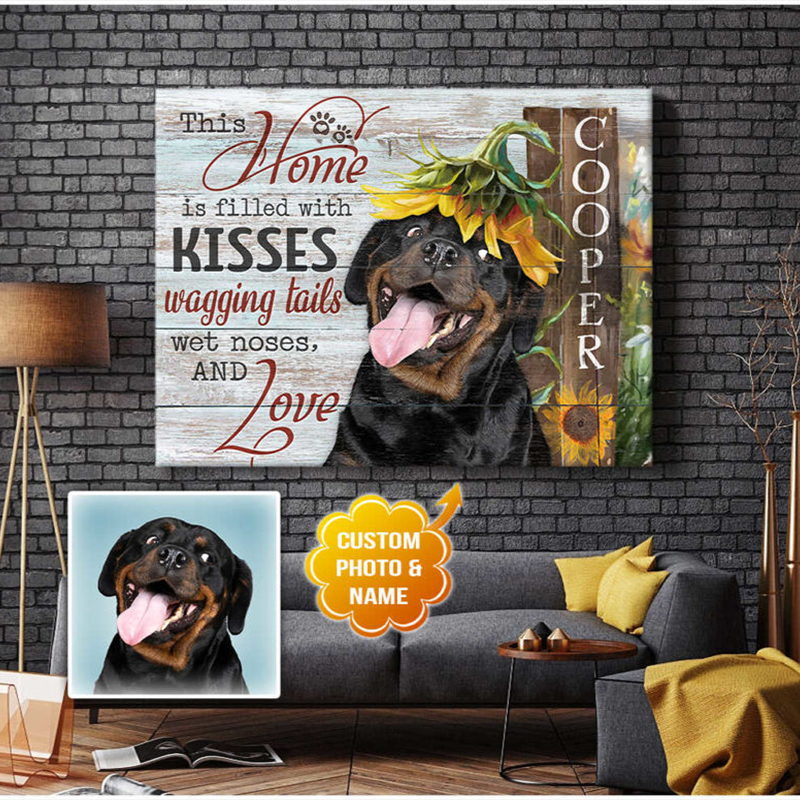 Personalized Dog Landscape Canvas, Custom Photo and Name Dog This home is filled Canvas, Perfect Gift For Dog Lovers, Friend, Family
