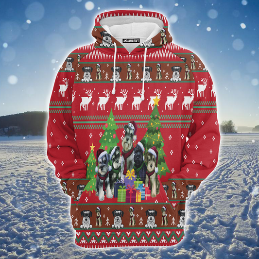 Miniature Schnauzer Xmas Premium Christmas Hoodie, Miniature Schnauzer Dog Unisex Hoodie For Men & Women - Perfect Gift For Miniature Schnauzer Lovers