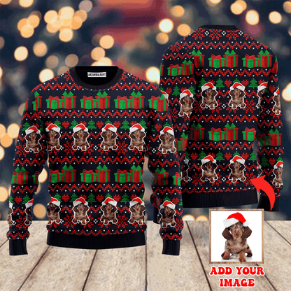 Custom Photo Mini Dog With Christmas Sweater, Ugly Sweater For Men & Women, Perfect Outfit For Christmas New Year Autumn Winter