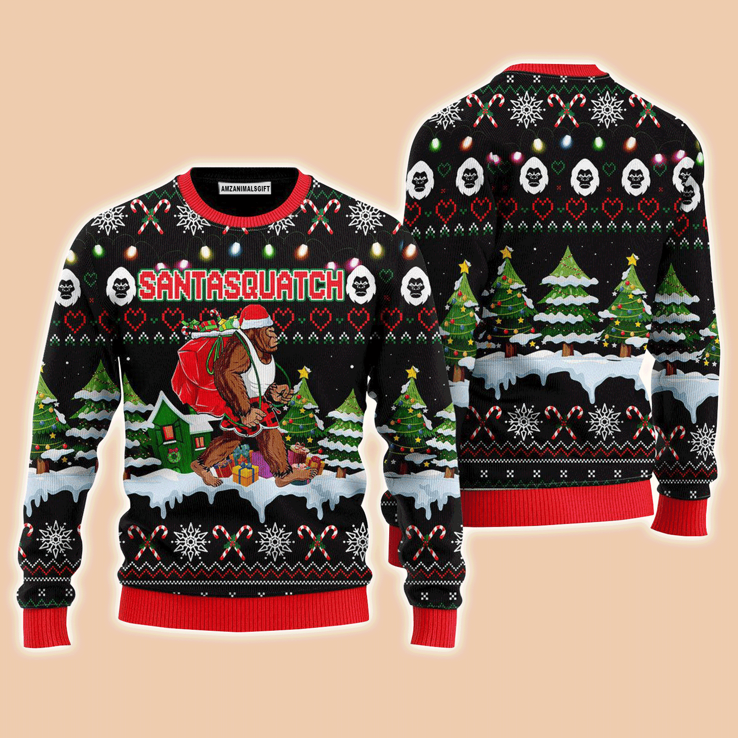 Bigfoot Christmas Sweater Santasquatch, Ugly Christmas Sweater For Men & Women, Perfect Outfit For Christmas New Year Autumn Winter