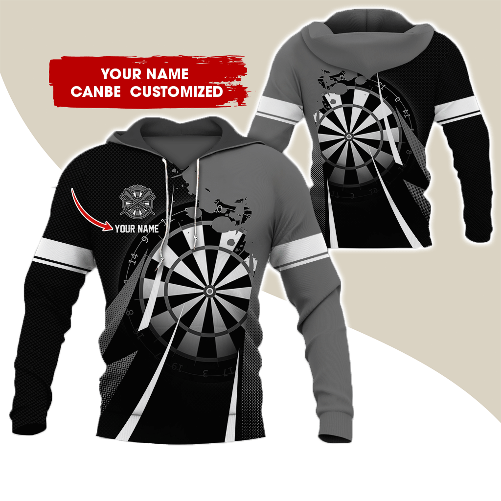 Customized Name Darts Premium Hoodie, Ink Spill Pattern Darts Hoodie For Men & Women - Gift For Darts Lovers, Friend, Family