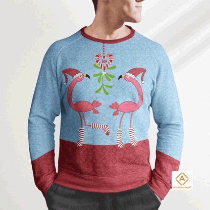 Pink Flamingos Funky Pattern Christmas Sweater, Ugly Sweater For Men & Women, Perfect Outfit For Christmas New Year Autumn Winter