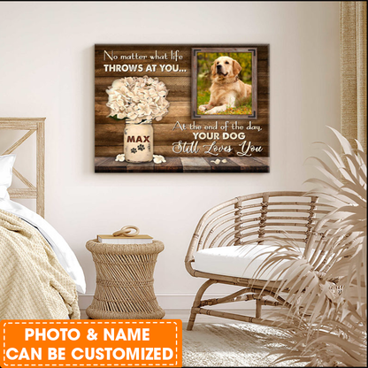 Personalized Dog Landscape Canvas, Orchid Flower Canvas, Custom Your Pet Photo, Perfect Gift For Dog Lovers, Friend, Family
