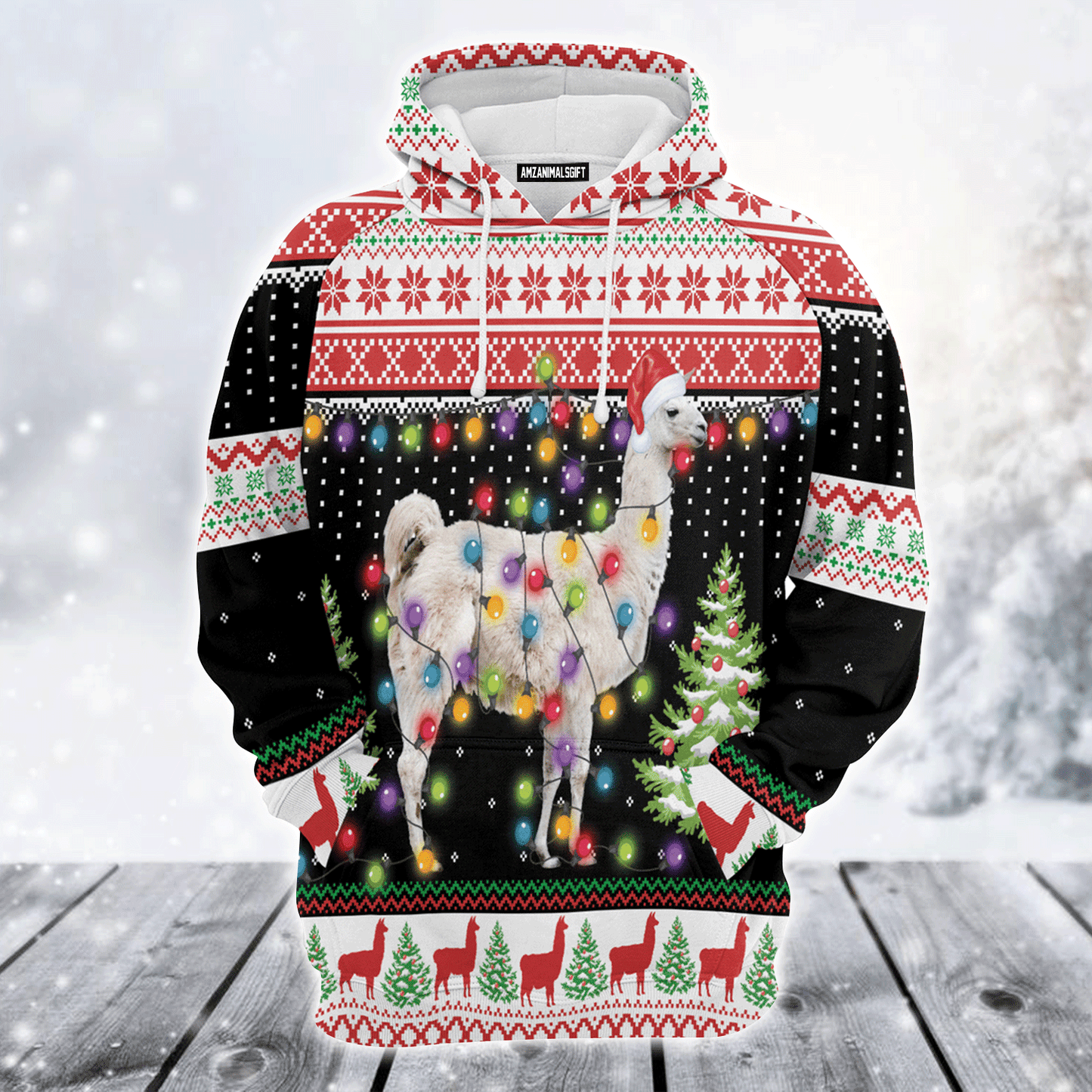 Llama Premium Christmas Hoodie, Llama Hit That Christmas Unisex Hoodie For Men & Women - Perfect Gift For Christmas, Friends, Family