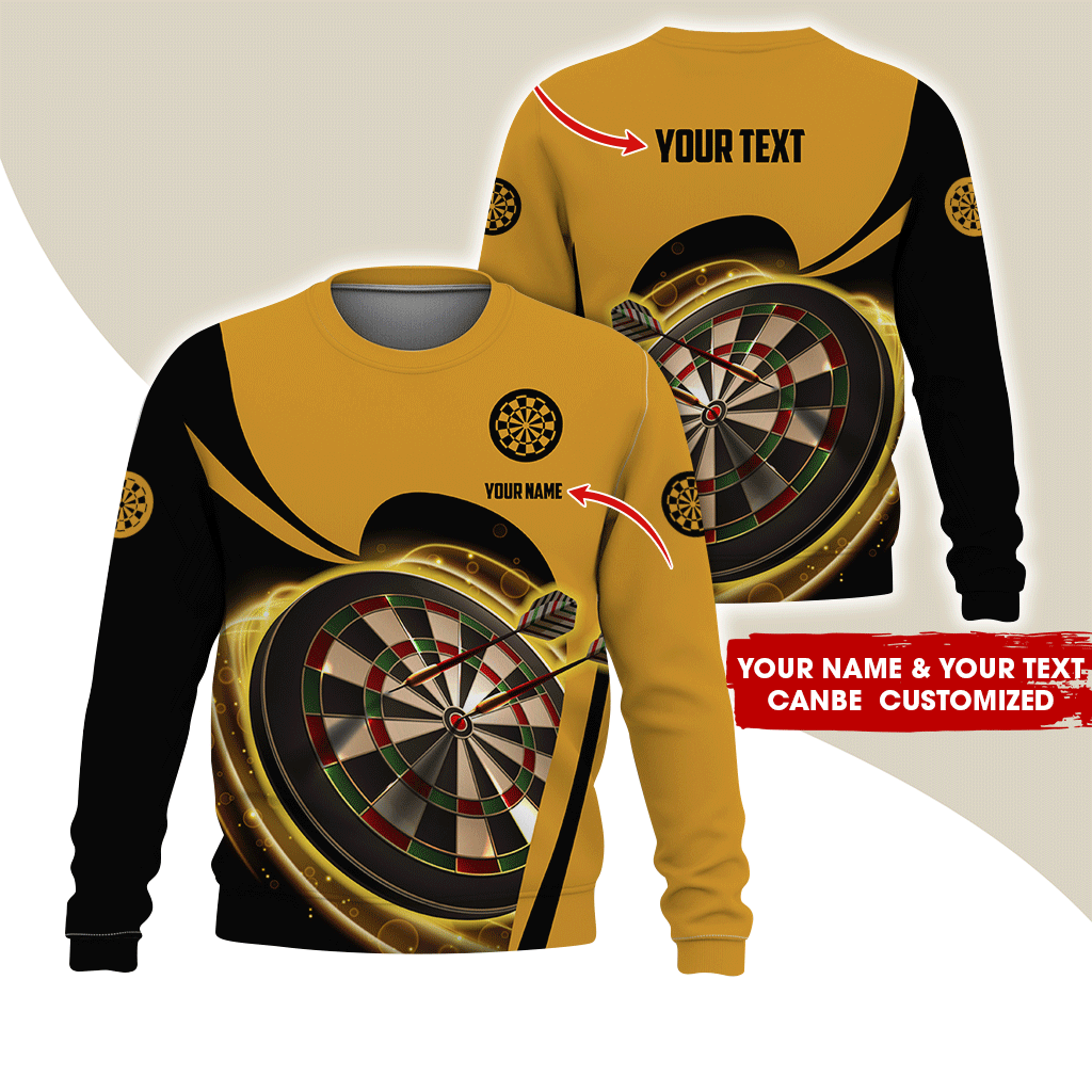 Customized Darts Sweatshirt, Yellow Dartboards Pattern Sweatshirt, Perfect Gift For Darts Lovers, Darts Player