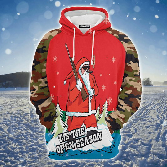 Santa Hunting Premium Christmas Hoodie, Tis The Open Season Unisex Hoodie For Men & Women - Perfect Gift For Christmas, Friends, Family