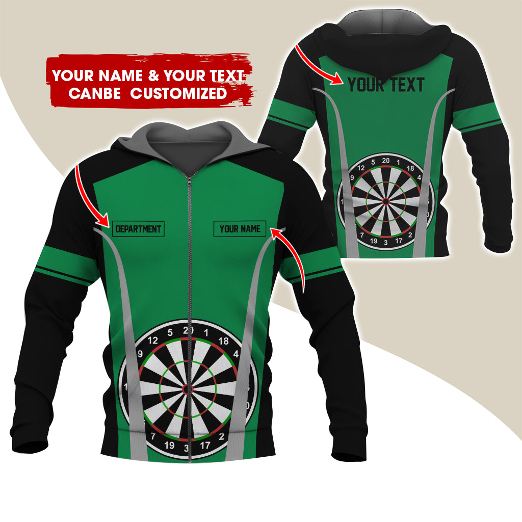 Customized Name, Text & Department Darts Premium Zip Hoodie, Personalized Darts Team Zip Hoodie For Men & Women - Gift For Darts Lovers, Darts Players
