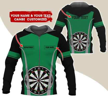 Customized Name, Text & Department Darts Premium Zip Hoodie, Personalized Darts Team Zip Hoodie For Men & Women - Gift For Darts Lovers, Darts Players