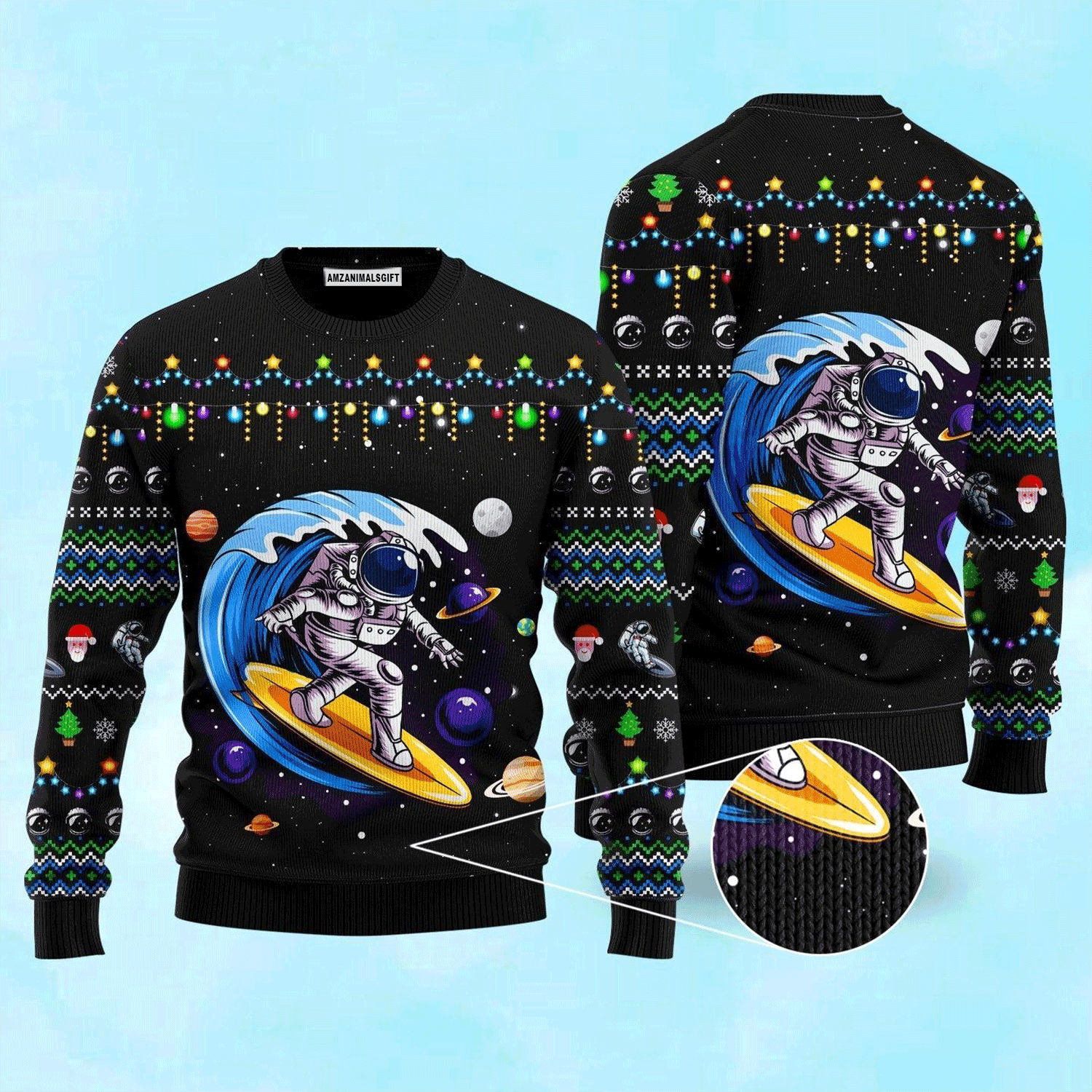 Astronauts Sweater Surf On A Surfboard In Space, Ugly Sweater For Men & Women, Perfect Outfit For Christmas New Year Autumn Winter