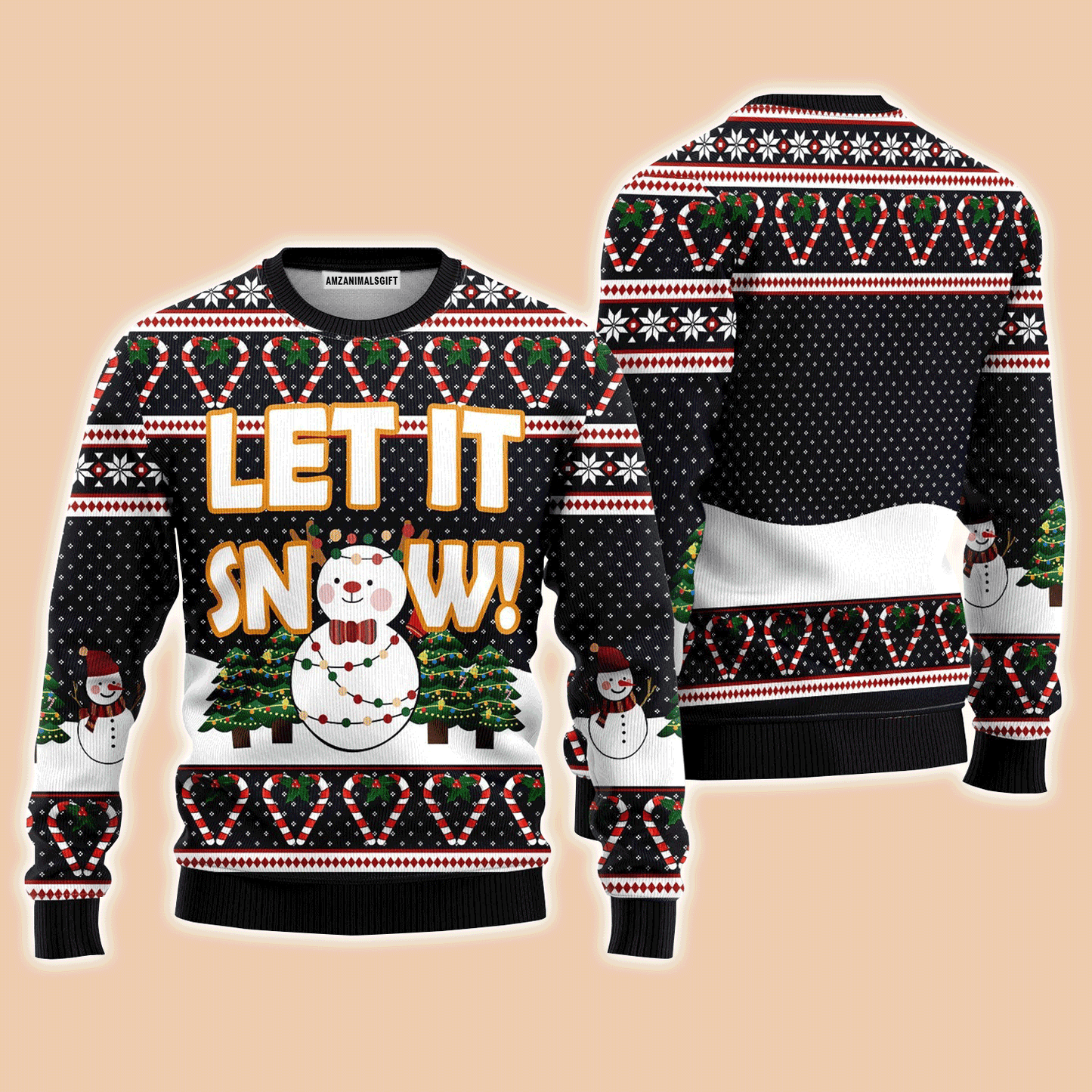 Snowman Light Sweater Let it Snow, Ugly Sweater For Men & Women, Perfect Outfit For Christmas New Year Autumn Winter