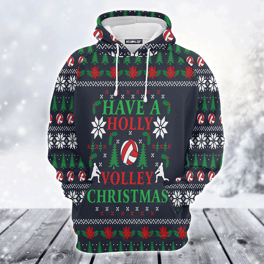 Volleyball Xmas Premium Christmas Hoodie, Have A Holly Volley Christmas Unisex Hoodie For Men & Women - Perfect Gift For Christmas, Volleyball Lovers