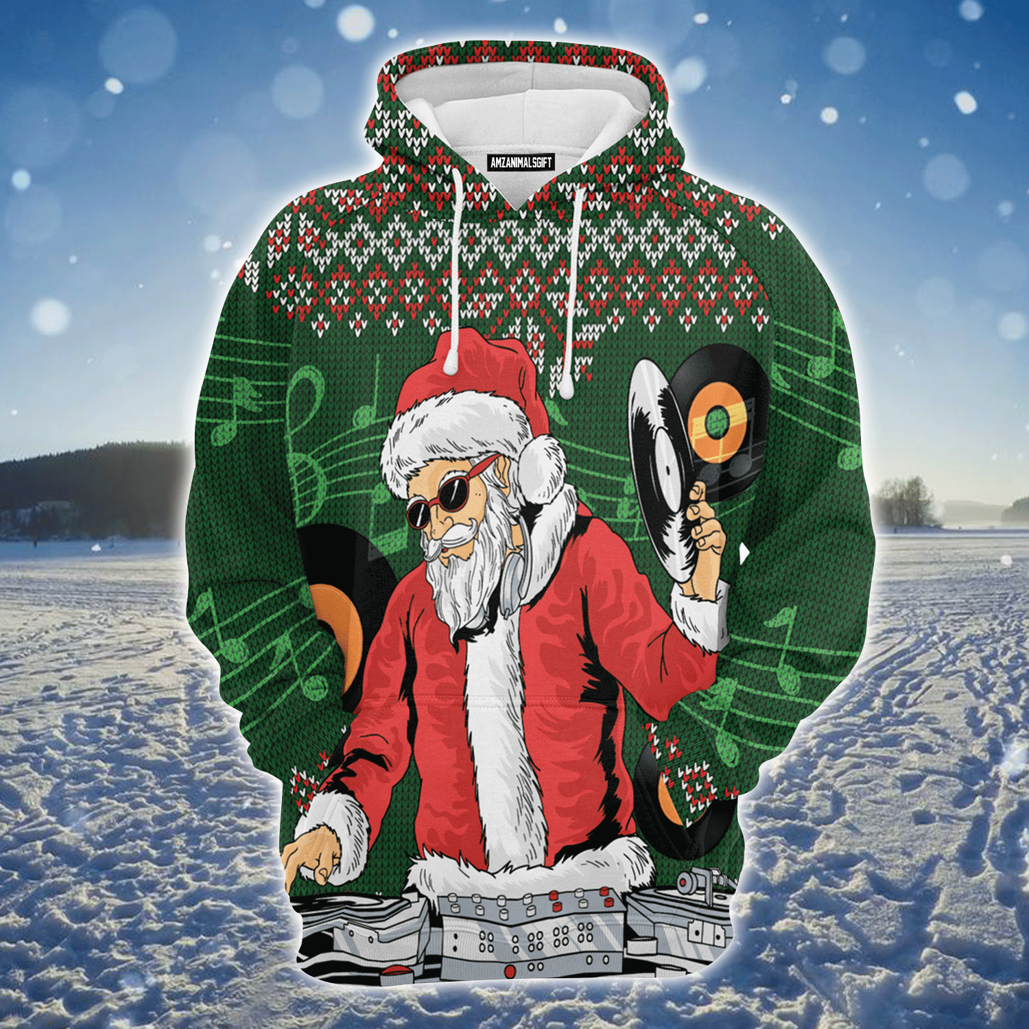 Satan Claus Premium Christmas Hoodie, Satan Claus DJ Christmas Unisex Hoodie For Men & Women - Perfect Gift For Christmas, Friends, Family