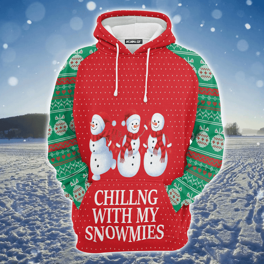 Snowmies Premium Christmas Hoodie, Chilling With My Snowmies Christmas Unisex Hoodie For Men & Women - Perfect Gift For Christmas, Family