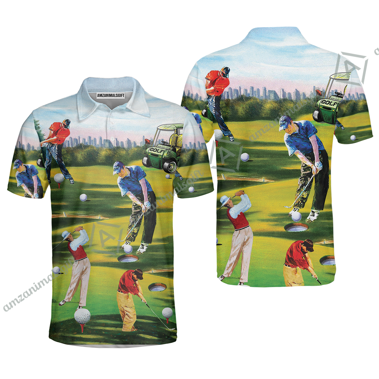 Golf Men Long Polo Shirt - Golf Men, Golf Cart Long Polo Shirt - Perfect Gift For Men & Women, Golf Lover