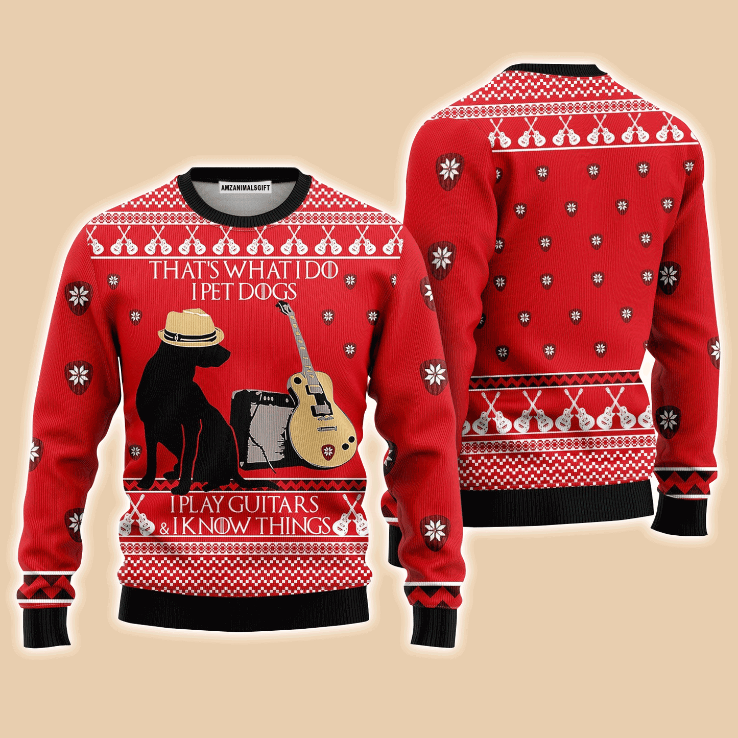 Dog Guitar Sweater That's What I Do I Pet Dogs, Ugly Sweater For Men & Women, Perfect Outfit For Christmas New Year Autumn Winter