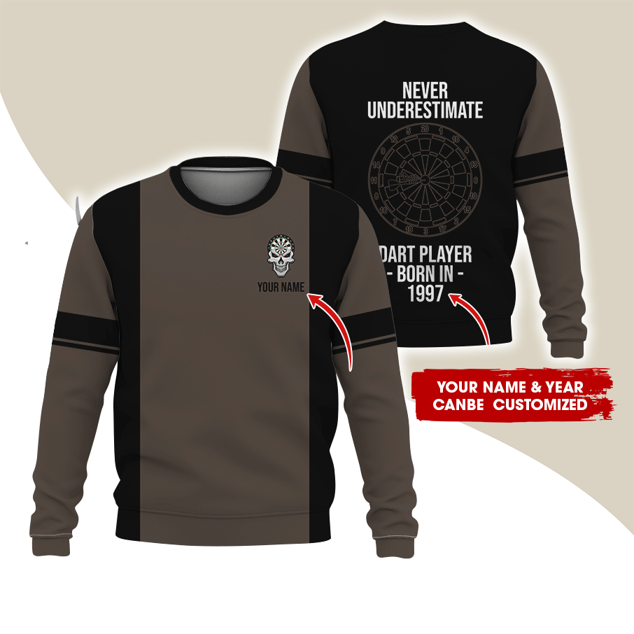Customized Darts Sweatshirt, Personalized Name & Year Sweatshirt, Never Underestimate Darts Player Sweatshirt, Perfect Gift For Darts Lovers, Darts Player