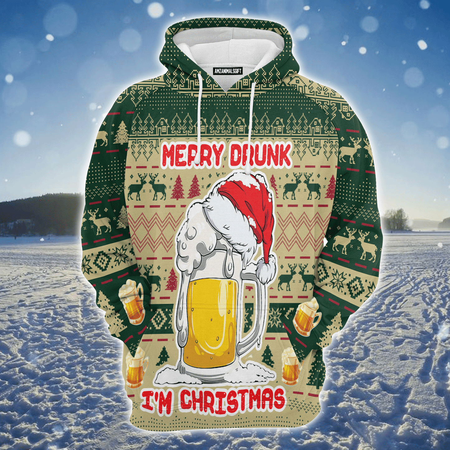 Beer Lover Premium Christmas Hoodie, Merry Drunk I'm Christmas Unisex Hoodie For Men & Women - Perfect Gift For Christmas, Beer Lover
