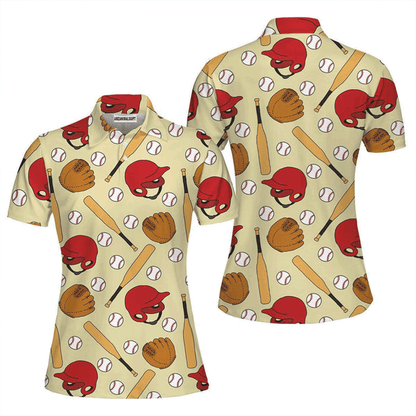 Baseball Women Polo Shirt, Baseball Doodle Polo Shirt For Women, Perfect Polo Shirt For Baseball Lovers