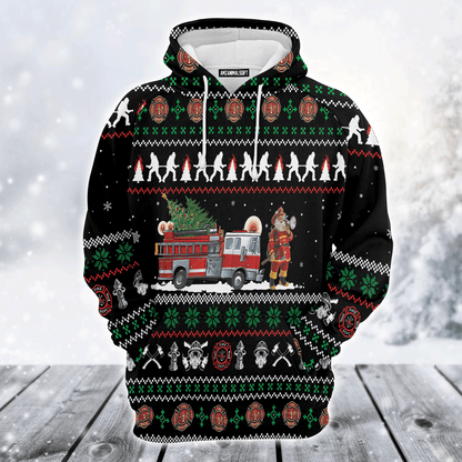 Firefighter Wine Premium Christmas Hoodie, Santa Claus Firefighter Unisex Hoodie For Men & Women - Perfect Gift For Christmas, Firefighter Lover