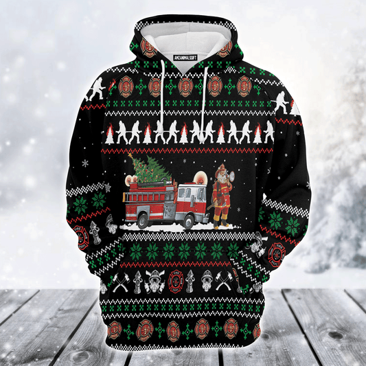 Firefighter Wine Premium Christmas Hoodie, Santa Claus Firefighter Unisex Hoodie For Men & Women - Perfect Gift For Christmas, Firefighter Lover