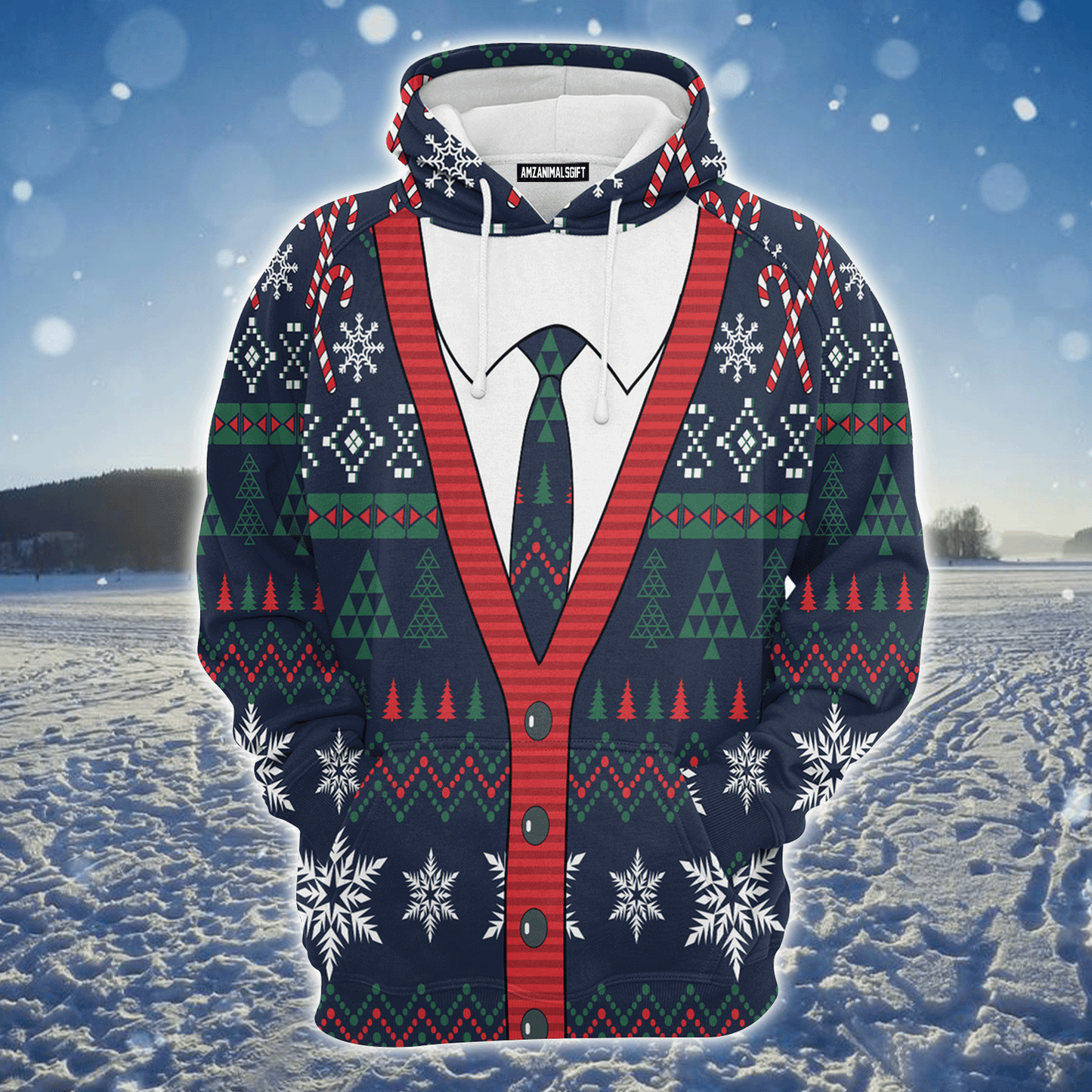 Cardigan Xmas Premium Christmas Hoodie, Cute Cardigan Christmas Unisex Hoodie For Men & Women - Perfect Gift For Christmas, Friends, Family