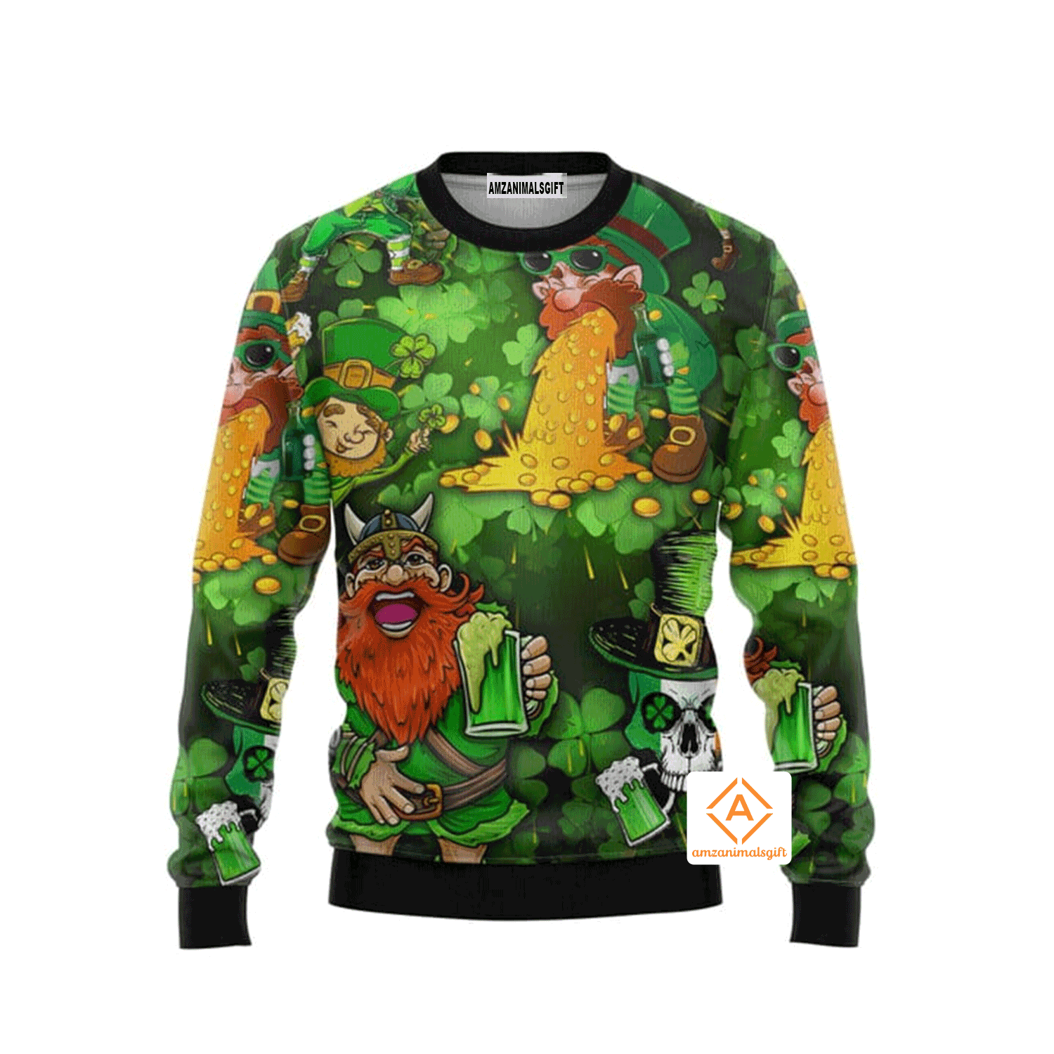 St Patrick's Day Sweater Irish Beer Viking Skull Leprechaun Gnome, Ugly Sweater For Men & Women, Perfect Outfit For Christmas New Year Autumn Winter