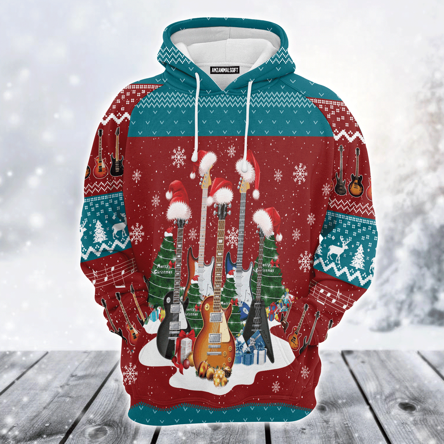 Guitar Premium Christmas Hoodie, Guitar Christmas Unisex Hoodie For Men & Women - Perfect Gift For Christmas, Guitar Lover, Family