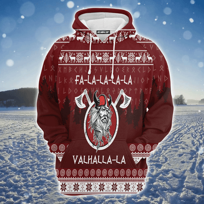 Viking Premium Christmas Hoodie, Fa-la-la-la-la Valhalla-la Viking Unisex Hoodie For Men & Women - Perfect Gift For Christmas, Viking Lover