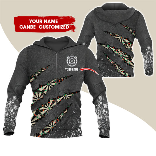 Custom Name Darts Premium Zip Hoodie, Personalized Name Darts Team Zip Hoodie For Men & Women - Gift For Darts Lovers, Darts Players