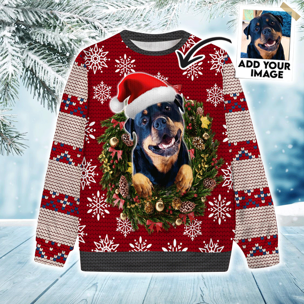 Custom Pet Sweater - Personalized Dog Photo Sweater, Funny Laurel Wreath Berry Color, Perfect Gift For Dog Lovers, Friend, Family