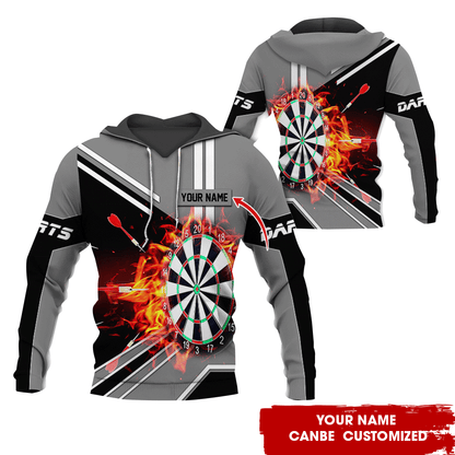 Personalized Flaming Dartboards Premium Hoodie ,Customized Name Hoodie, Perfect Gift For Darts Lovers, Darts Player
