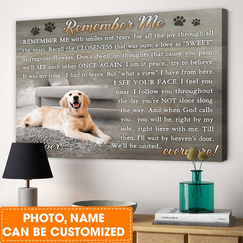 Personalized Dog Landscape Canvas, Pawprints Canvas, Memorial Wall Art Remember Me Canvas, Perfect Gift For Dog Lovers, Friends, Family