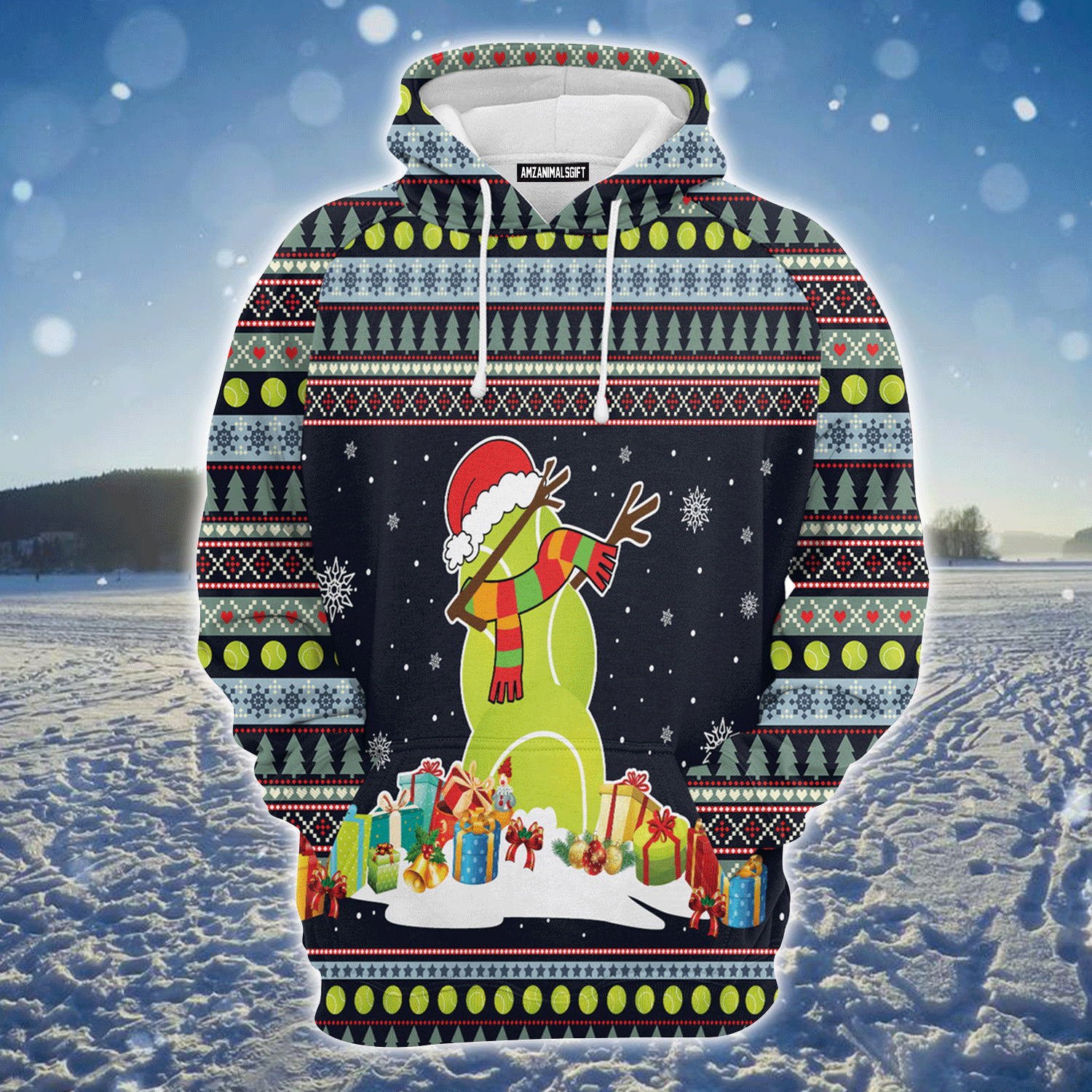 Tennis Premium Christmas Hoodie, Funny Tennis Snowman Unisex Hoodie For Men & Women - Perfect Gift For Christmas, Tennis Lover